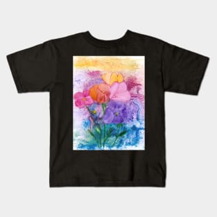 Colorful Dancing Poppies Abstract Kids T-Shirt